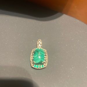 Silver with Green stone and emeralds pendant